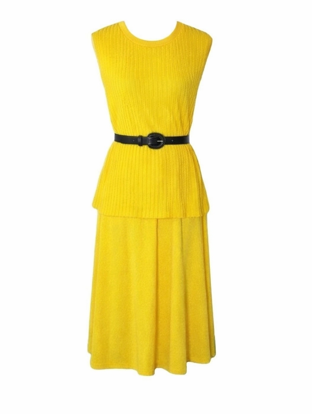Vintage 80's Caron of Chicago Yellow Skirt… - Picture 2 of 9